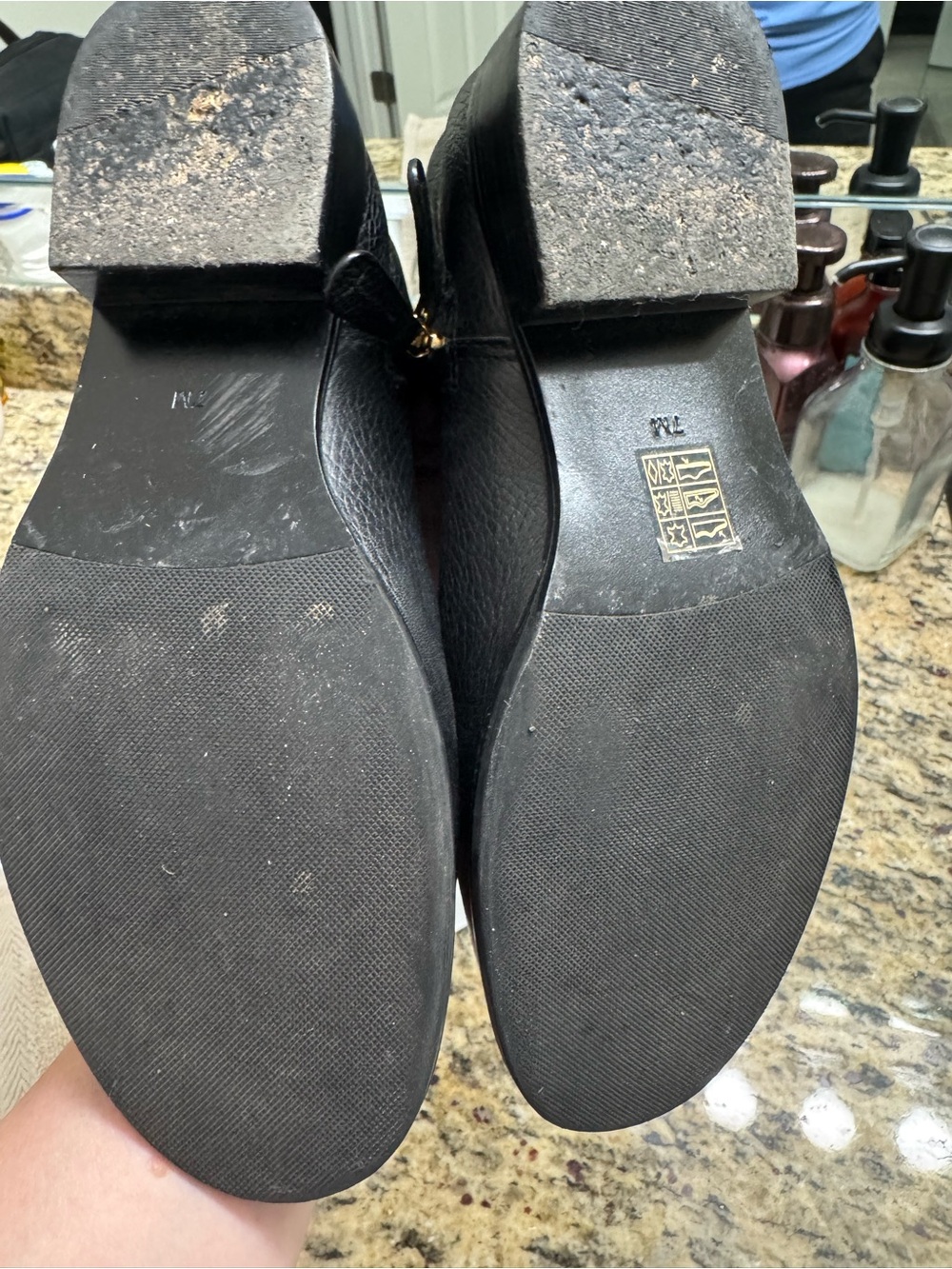 Tory Burch Black Tall Boots with Gold Logo - Picture 6 of 7